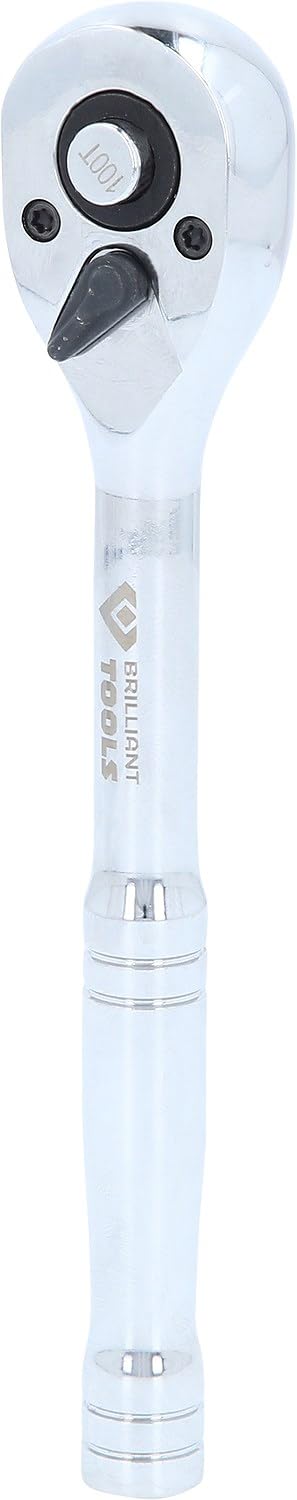 BRILLIANT TOOLS BT020995 1/4 Inch Reversible Ratchet with Metal Handle, 100 Teeth [Powered by KS Tools] — image 1