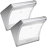 Solar Lights Outdoor Motion Sensor Super Bright White Lighting with Wireless Radar Activated Aluminum Alloy 24 LED Waterproof Wall Light for Garden Patio Landscape Fence Yard Path Garage (2-Pack)