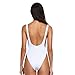 Dixperfect 90s Trend One Piece Swimsuit Low Cut Sides Wide Straps High Legs for Women White