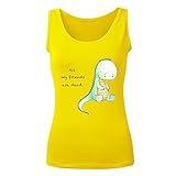 Gayaer All My Friends Are Dead Dinosaur Women Scoop Neck Tank Top Yellow