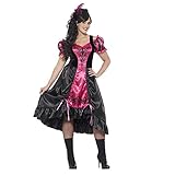 Smiffys Women's Wild West Saloon Girl Costume, Dress and Feather Hairclip, Western, Serious Fun, Plus Size 18-20, 26529