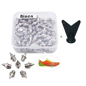 Binen Track Spikes 1/4″ Length Pyramid Shoes Spike Replacement Stainless Steel for Track Sprint Cross Country with Wrench,110 Pieces