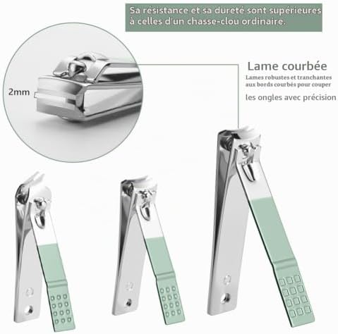 Kit Manucre Pedicure, 18pcs Coupe Ongle Professionnel Set Coupe Cuticule Acier Inoxydable, Trousse Manucure Pedicure avec Exquis La Boîte pour Voyage et à la Maison (Vert)