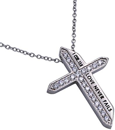 Katana Cross Necklace "Love Never Fails" 1 Corinthians 13:8