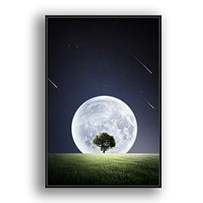 Framed Canvas Wall Art for Living Room, Bedroom Moon with Bright Canvas Prints for Modern Home Decoration Ready to Hang - 16"x24" inches