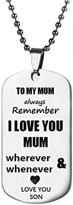 To My Mum or Dad Gifts Always Remember To My Dad and Mum Dog Tag From Dad Mens Women Necklace Military Chain Air Force Pendant Keychain Mother's Day and Father's Day Best Souvenirs (SON TO MUM)