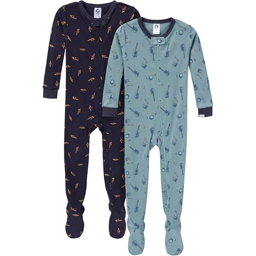 Gerber Baby-Boys 2-Pack Footed Pajamas, Guitars, 3-6 Months