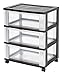 IRIS 3-Drawer Wide Cart, Black