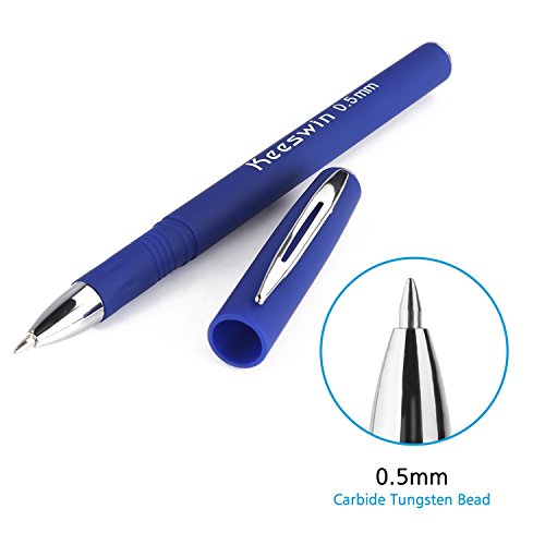 Keeswin Ballpoint Pen, Pack Of 12 Medium Ball Roller Gel Ink Pens, Refillable, for Office & School Gift Pens Set - Black Gel Pen (0.5blue) - Thumbnail 2