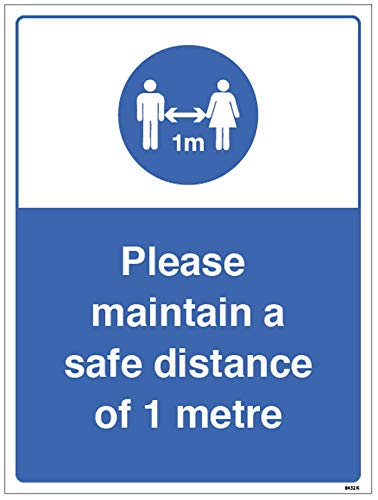 Please maintain a safe distance of 1 metre Semi Rigid PVC sign (300x400mm)