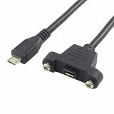 UseBean 1.6 Feet Micro USB Male to Micro USB Female Extension Panel Mount Type Cable with Screws, Data+Charge,Black