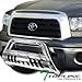 Topline Autopart Polished Stainless Steel Bull Bar Brush Push Front Bumper Grill Grille Guard With Skid Plate For 07-18 Toyota Tundra ; 08-17 Sequoia