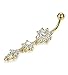 FIBO STEEL 3 Pcs 14G Stainless Steel Belly Button Rings Navel Barbell Body Jewelry Piercing CZ Inlaid
