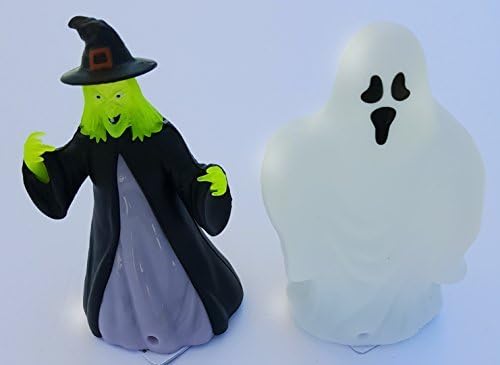Halloween Fall Spooky Creepy Haunted House Kids Teen Toddlers LED LIGHT UP Ghost and Witch Set of 2
