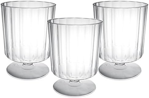 Party EssentialsDeluxe/Elegance One Piece Hard Plastic 8-Ounce Wine Glasses, 20-Count, Clear