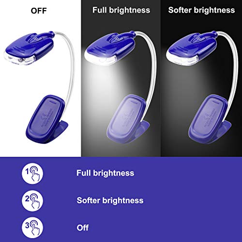 HONWELL Book Light Clip on Reading Light 3 Pack Portable LED Light with 360Â° Flexible and 2 Brightness Book Light for Reader Kids