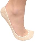 No Show Socks for Women by Jays, Extra Large Silicon Grip, 4 for the Price of 3 - Beige, Size M