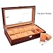JINDILONG Watch Cases for Men 12 Slots Solid Wood Storage Organizer Display Box Large Holder Exquisite and Durable,Best Present for Birthday,Valentine's Day, Wedding, Christmas and New Year