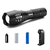VICPHIC 1000 Lumens Adjustable Focus Handheld Flashlight Torch, 5 Modes XML-T6 LED Tactical Flashlights, Water Resistant for Outdoor Sports, Includes Rechargeable Batteries and Battery Charger