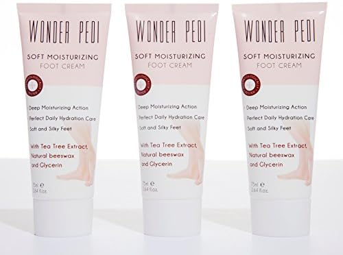 Wonder Pedi Soft Moisturizing Foot Cream with Tea Tree Extract, Natural Beeswax and Glycerin, 3 Tubes