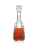 JUWA PREMIUM Large Whiskey and Wine Glass Liquor Decanter, Big Decorative Brandy Bottle with Lid, 35 oz, Vintage Style, Lead Free