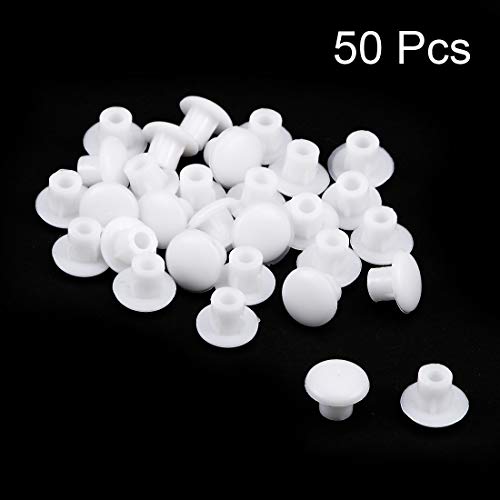 uxcell Shelf Peg Hole Plugs 5mm Dia Clear White Plastic Tube Cover for