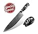 Professional Sharp Chef Knife 8 Inch Blade, Wooden Ergonomic Handle, High Carbon German Stainless Steel with Japanese Damascus Decoration. Bonus – Sharpener +eBook Foreign Dishes, Moller’s Factory