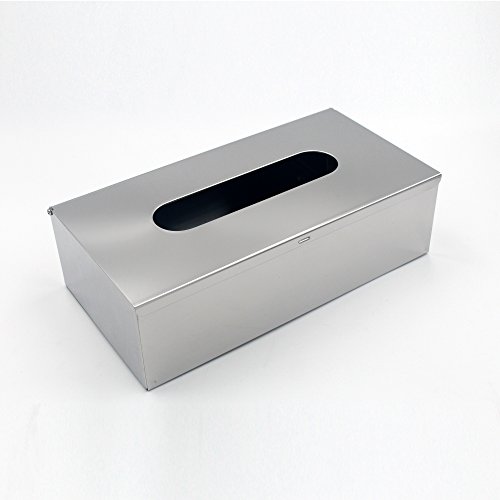 JunSun Rectangle Stainless Steel Paper Facial Tissue Box Cover Holder-Wall Mounted or Freestanding Use for Bathroom Vanity Countertops,Bedroom Dressers,Night Stands,Desks,Tables-Mirror Polished Finish - Thumbnail 6
