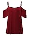 ZANZEA Womens Cold Shoulder Tops Sexy Casual Summer T Shirt Tee Short Ruffle Sleeve Spaghetti Strap Blouses Wine Red US 4