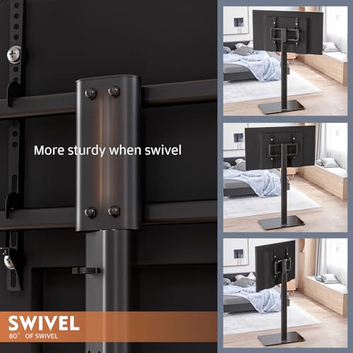 Hemudu Universal Floor TV Stand with Mount 80 Degree Swivel Height Adjustable and Space Saving Design for Most 27 to 65 inch LCD, LED OLED TVs, Perfect for Corner & Bedroom HT1002B