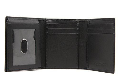 Genuine Calf Leather Men's Black Execufold w Tri-fold Wallet 18 Cards Slots (53-35)
