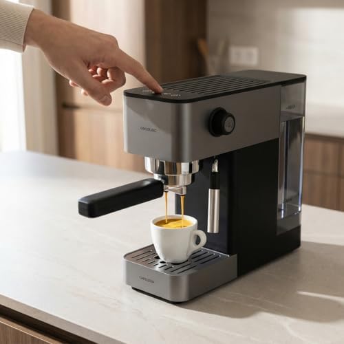 Machine à Café Expresso Manuelle Cafelizzia 690 Grey. 1230-1465 W, Pompe 20 Bars, 1 ou 2 Tasses, Buse Vapeur, Réservoir 1,5 L, Thermoblock, Panneau Tactile, Expresso de Barista à la Maison