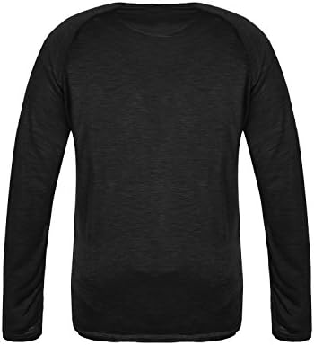 DOROM Men's Big Long Sleeve Casual Crewneck T-Shirt Black Size XXL