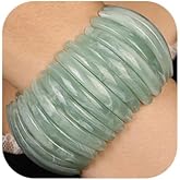 wekicici Irregular Acrylic Resin Bangle Bracelet Boho Green Acrylic Stretch Bracelets Punk Thick Wide Resin Acetate Plastic Wristband Statement Jewelry for Women