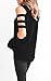 Imily Bela Women's Cut Out Long Sleeve Cold Shoulder Loose Fit T Shirt Tops Sweatshirt Black