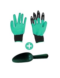 Guantes de jardín con garras y jardinería pala