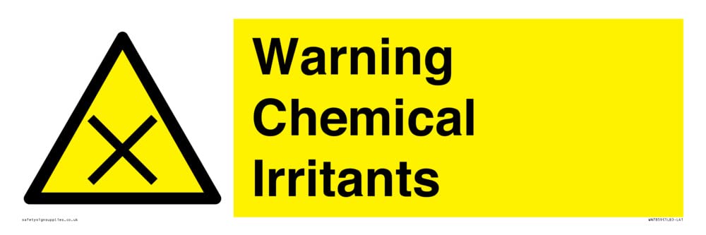 Warning Chemical Irritants Sign - 450x150mm - L41