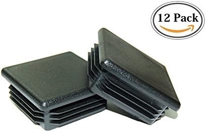 2" x 2"(12 Pack) - Black Square Tubing for Plastic Plugs by 2 x 2 Inch Cap Cover Tube Chair Glide Insert Finishing Plug