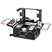 Ovonni Small LED Makeup Train Case, Lighted Rolling Travel Portable Cosmetic Organizer Box with Mirror and 4 Detachable Wheels, Professional Artist Trolley Studio Free Standing Workstation, Black