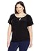 Star Vixen Women's Plus Size Slit Flutter Sleeve Keyhole Tie Peasant Top