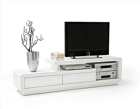 Modanuvo Full White High Gloss Tv Unit Cabinet Stand Lowboard With