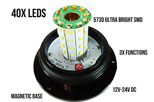 GENSSI LED Beacon Strobe Light Roof Tow Truck 3 Function 40 SMD Flashing Amber - Thumbnail 2
