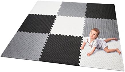 Meharbour Baby Kid Toddler Play Crawling Mat Carpet Playmat，Foam Floor Extra Large Foam Playmat，Waterproof Portable Double Sides Outdoor Indoor Use Kids Foam Play Mat，Non Toxic 9 Tiles