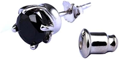 RUINUO Unisex Sterling Silver “Black Whirlwind” Zircon Stud Earring for Men / Women (Black Whirlwind)