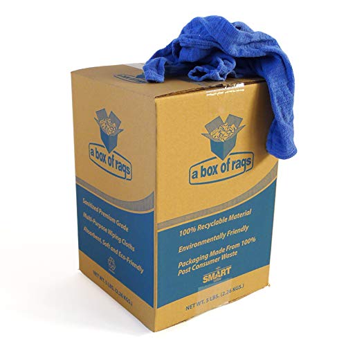 Recycled Blue Surgical/Huck Towel Rags 5 Pound Box A Perfect Non