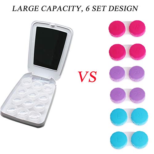 Woniutch 6 Pack Bulk Contact Lens Case Travel Kit with Mirror, (White)
