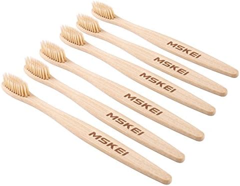 Bamboo Toothbrush | Pack of 6 Natural Bamboo Toothbrushes | Recycled Individual Packaging | Soft BPA Free Nylon Bristles For Sensitive Gums