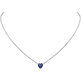 925 Sterling Silver Pendant Necklaces for Women, Heart/Round Birthstone Necklaces Birthday Jewelry for Mother Wife Daughter (with Gift Box)