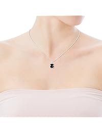 TOUS, joyería, collar de plata esterlina "Icon blanco y negro", con dije de mini oso