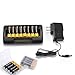 M2cpower 8 Slot/Bay Smart LCD Battery Charger with AA 2800mAh Batteries(8 Pack) and AAA 1100mAh Batteries(8 Pack) for AA&AAA Ni-MH Ni-Cd Rechargeable Batteries(1Charger+ 8AA batteries+ 8AAA batteries)